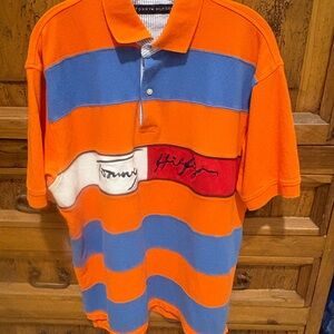 Tommy Hilfiger Men's Polo Shirt - Orange, Blue, Red